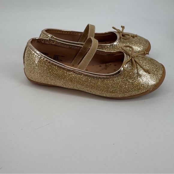 Girls Flat Mary Jane Gold Size 9 - Picture 2 of 3